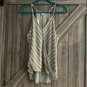 Market & Spruce Asymmetrical White and Yellow Camisole Top‎
